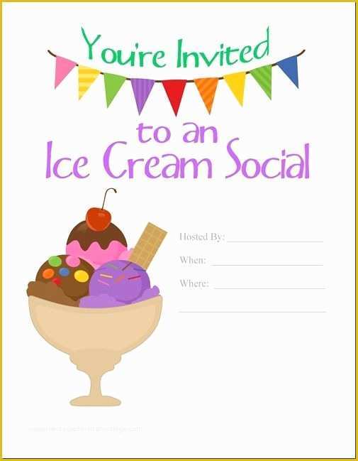 Ice Cream Birthday Invitation Template Free Of Printable Ice Cream 
