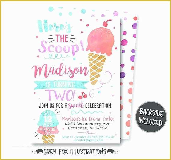 Ice Cream Birthday Invitation Template Free Of Printable Ice Cream Birthday Invitations Party Invitation