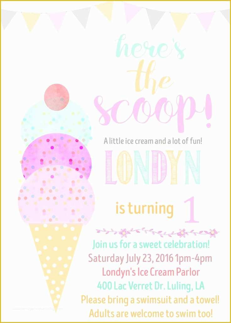 Ice Cream social Invitation Template Free Of Ice Cream Birthday Invitation