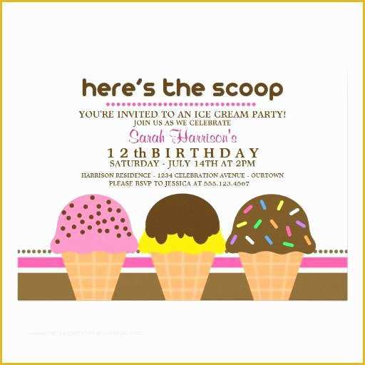 Ice Cream social Invitation Template Free Of Ice Cream Birthday Invitations Ice Cream Glitter Ticket