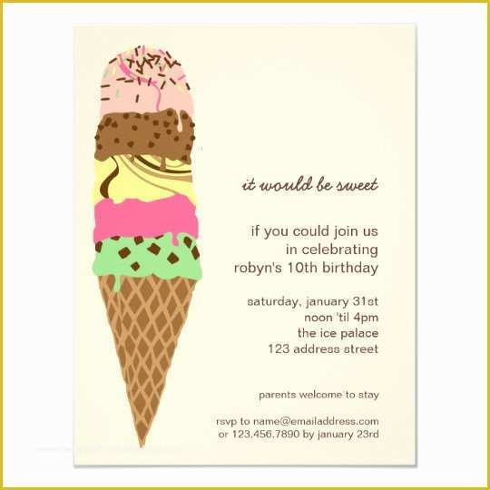 Ice Cream social Invitation Template Free Of Ice Cream Cone Birthday Party Invitation Template