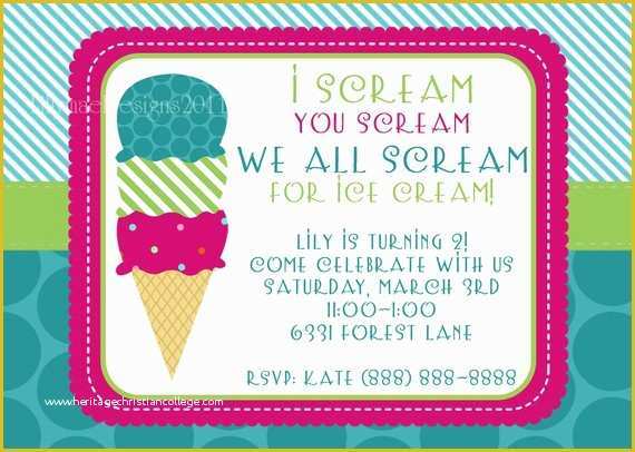 Ice Cream social Invitation Template Free Of Ice Cream Invitation Templates