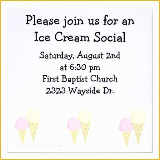 Ice Cream social Invitation Template Free Of Ice Cream social 5 25x5 25 Square Paper Invitation Card