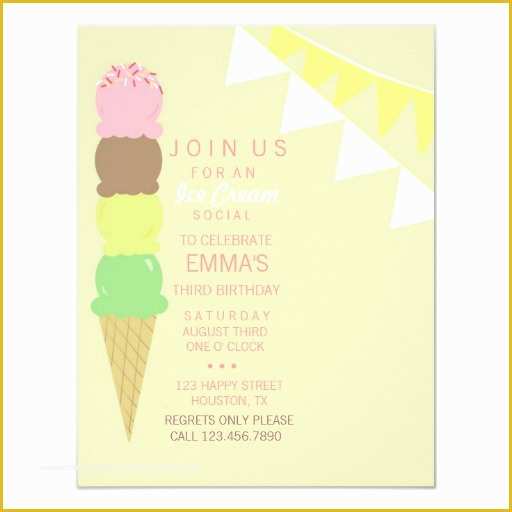 Ice Cream social Invitation Template Free Of Ice Cream social Party Invitation