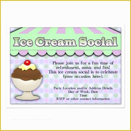 Ice Cream social Invitation Template Free Of Ice Cream social Purple Green Stripe Sundae 5x7 Paper