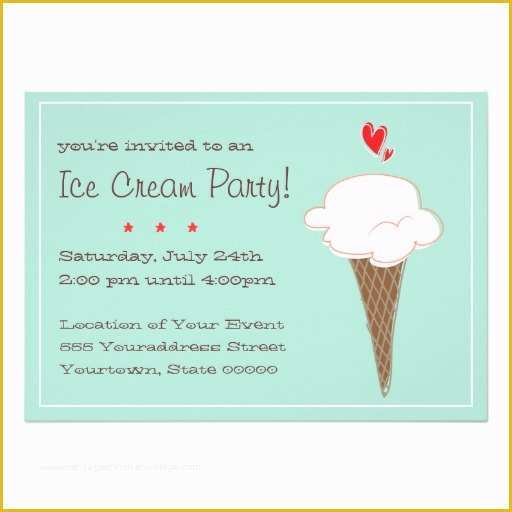 Ice Cream social Invitation Template Free Of Personalized Icecream social Invitations