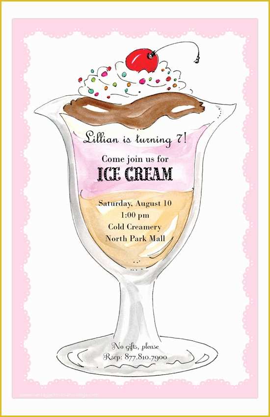 Ice Cream social Invitation Template Free Of Rosanne Beck Ice Cream social Invitation Personalized