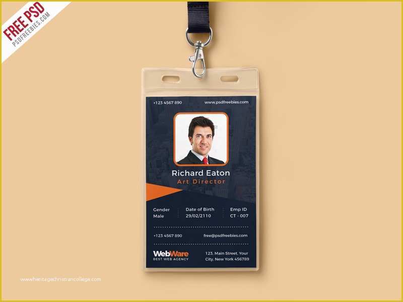 Id Card Design Template Free Download Of Free Psd Vertical Pany Identity Card Template Psd by