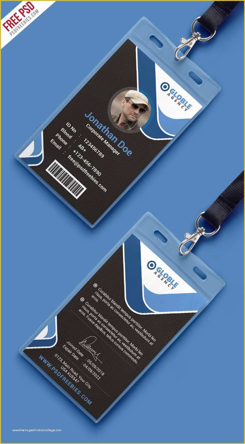 Id Template Free Of Multipurpose Dark Fice Id Card Free Psd Template