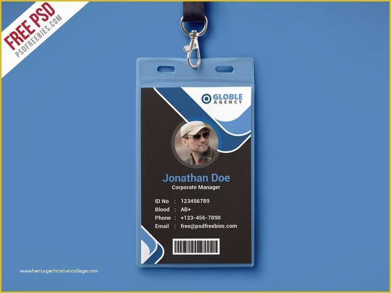 Id Template Free Of Multipurpose Dark Fice Id Card Free Psd Template