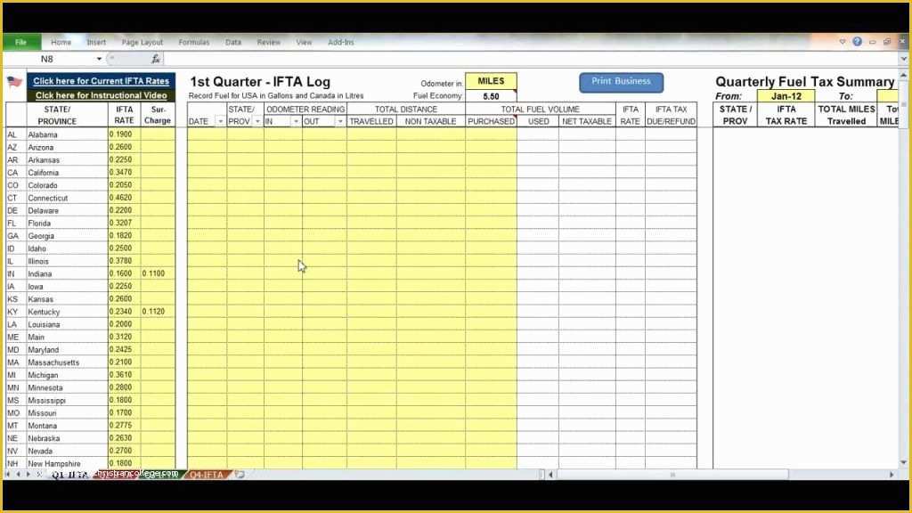 Ifta Spreadsheet Template Free Of ifta Spreadsheet Mileage Tracker Template Excel Best