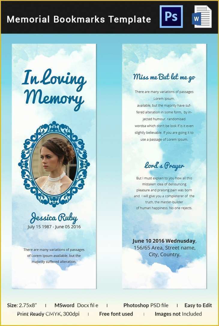 In Loving Memory Bookmark Template Free Of 5 Memorial Bookmark Templates – Free Word Pdf Psd