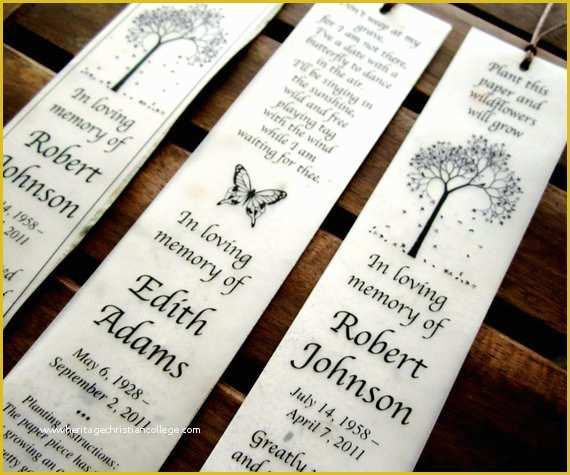 In Loving Memory Bookmark Template Free Of 50 Plantable Seed Paper Bookmarks Memorial Funeral Favors