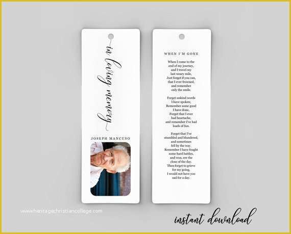 In Loving Memory Bookmark Template Free Of Funeral Bookmark Template Printable Memorial Bookmark