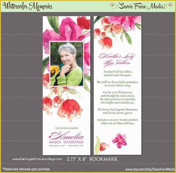 In Loving Memory Bookmark Template Free Of Funeral Memorial Bookmark and Prayer Card Printable