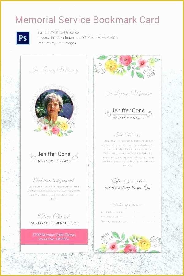 In Loving Memory Bookmark Template Free Of In Loving Memory Template Free Printable Funeral Program