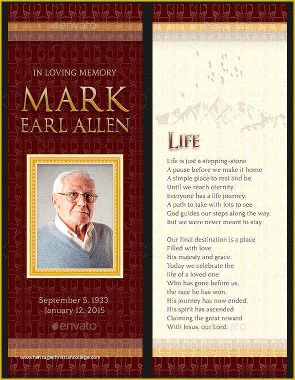 In Loving Memory Bookmark Template Free Of Legacy Funeral Stationery Template Set On Behance