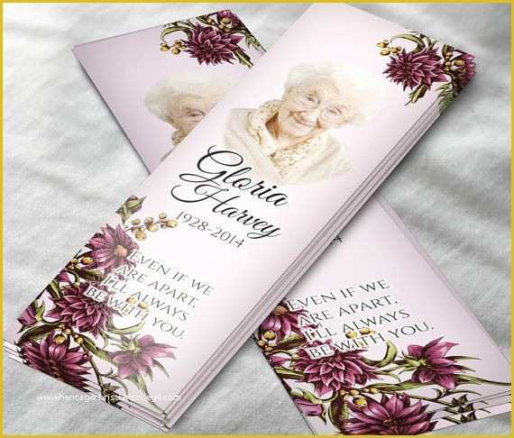 In Loving Memory Bookmark Template Free Of Memorial Bookmark for Women with Dahlia • Printable