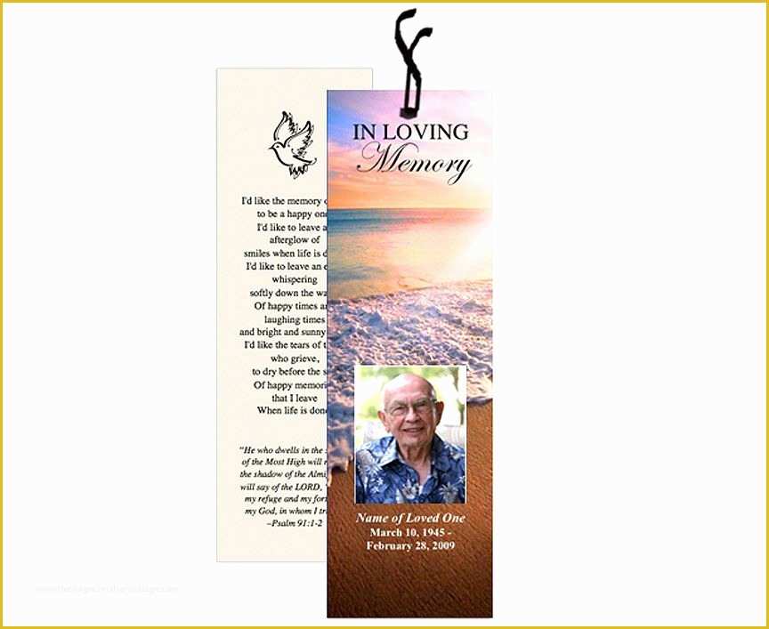 In Loving Memory Bookmark Template Free Of Memorial Bookmarks Beach Scene Radiance Bookmark