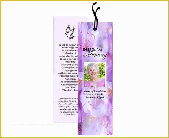 In Loving Memory Bookmark Template Free Of Memorial Bookmarks Lavender Bookmark Template