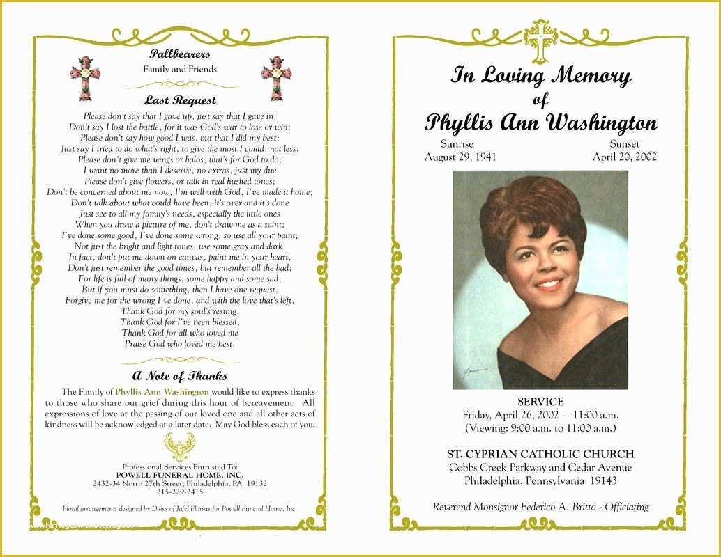 In Loving Memory Template Free Of Funeral Program Template Sample Free Loving Memory