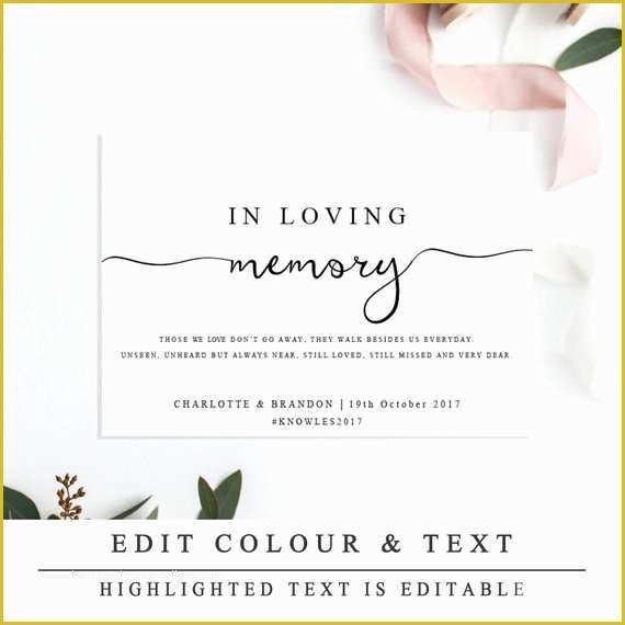 In Loving Memory Template Free Of In Loving Memory Sign Template Printable In Memory Sign