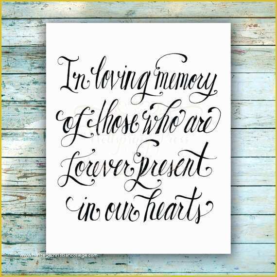 In Loving Memory Template Free Of In Loving Memory Wedding Sign Diy Printable 8x10 Sign Pdf