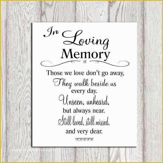 In Loving Memory Template Free Of Wedding Memorial Table In Loving Memory Printable Memorial