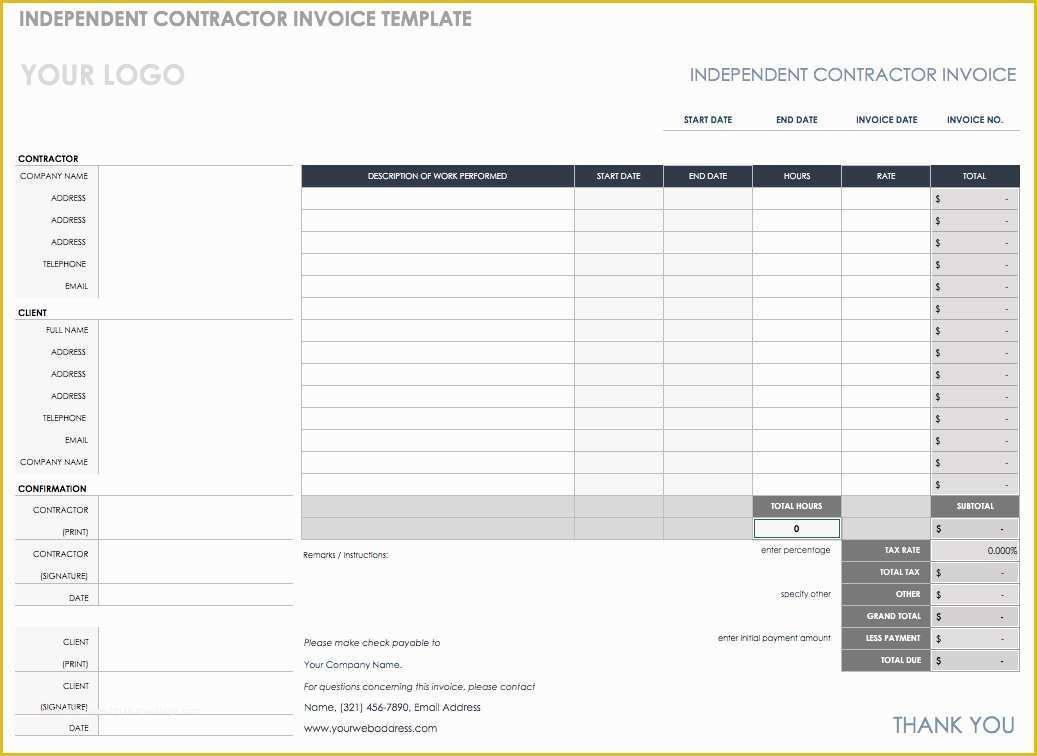 Independent Contractor Invoice Template Free Of 12 Contractor Invoice Template