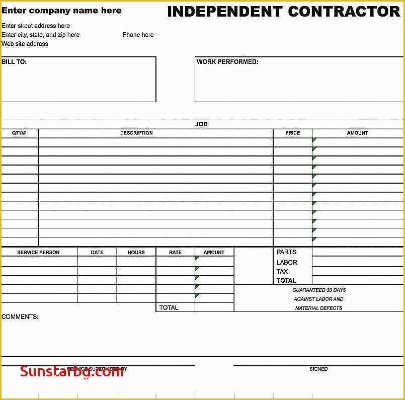 Independent Contractor Invoice Template Free Of 53 Independent Contractor Invoice Template Excel