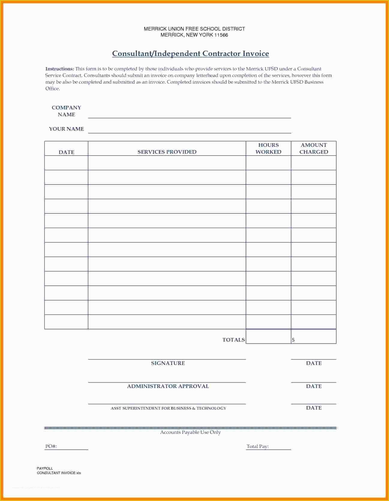 Independent Contractor Invoice Template Free Of 7 Independent Contractor Invoice