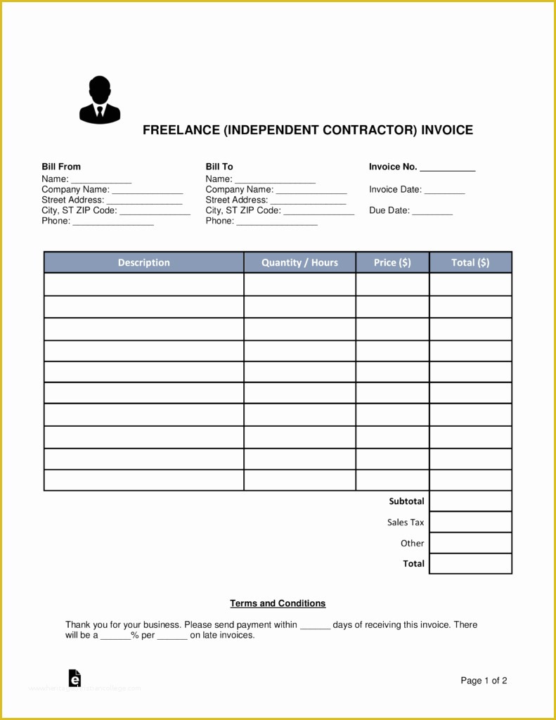 Independent Contractor Invoice Template Free Of Free Freelance Independent Contractor Invoice Template