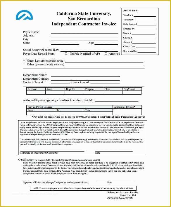 Independent Contractor Invoice Template Free Of Independent Contractor Excel Template Free Independent