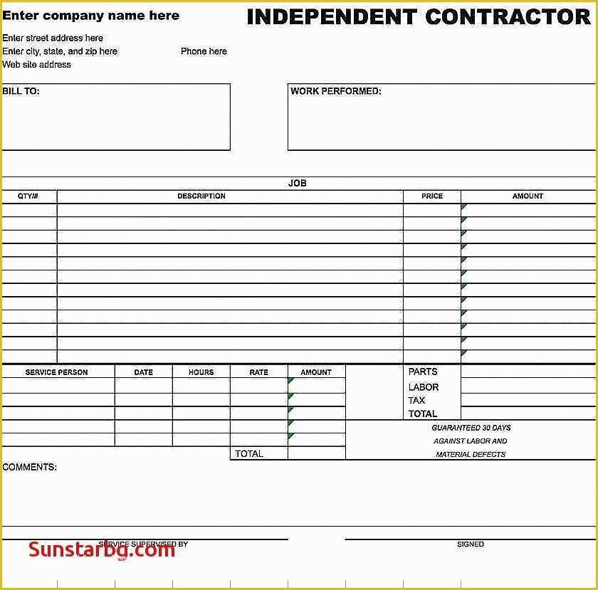 Independent Contractor Invoice Template Free Of Independent Contractor Invoice Template 50 New Free Sample