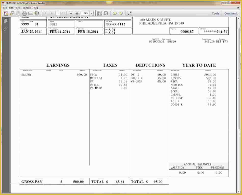 Independent Contractor Pay Stub Template Free Of 10 Fillable Pay Stub 