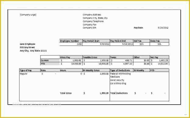Independent Contractor Pay Stub Template Free Of 12 Pay Stub for Independent Contractor Template