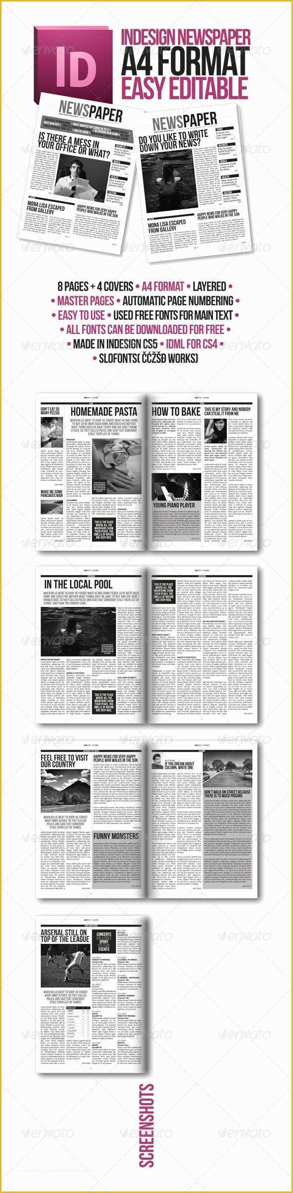 Indesign Newspaper Template Free Of Indesign Modern Newspaper Magazine Template A4 by Zigazi83