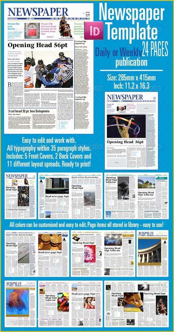 Indesign Newspaper Template Free Of Print Templates Newspaper Template