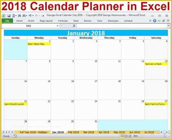 Indesign Planner Template 2018 Free Of 2018 Calendar Year Printable Excel Template 2018 Monthly