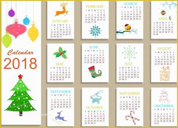 Indesign Planner Template 2018 Free Of 2018 ปฏิทินแม่ตกแต่งไอคอนคริสต์มาส ไอคอนของเวกเตอร์