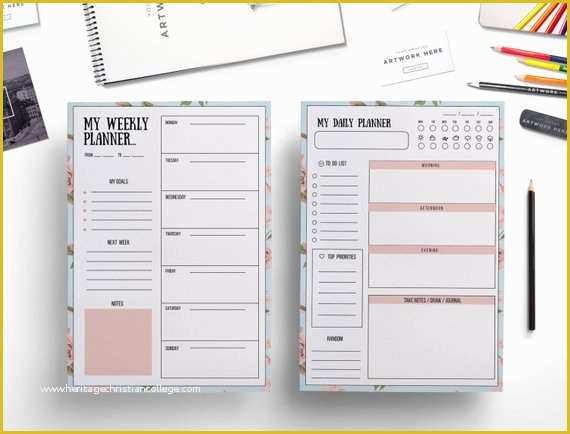 Indesign Planner Template 2018 Free Of Daily Planner Weekly Planner Floral Background