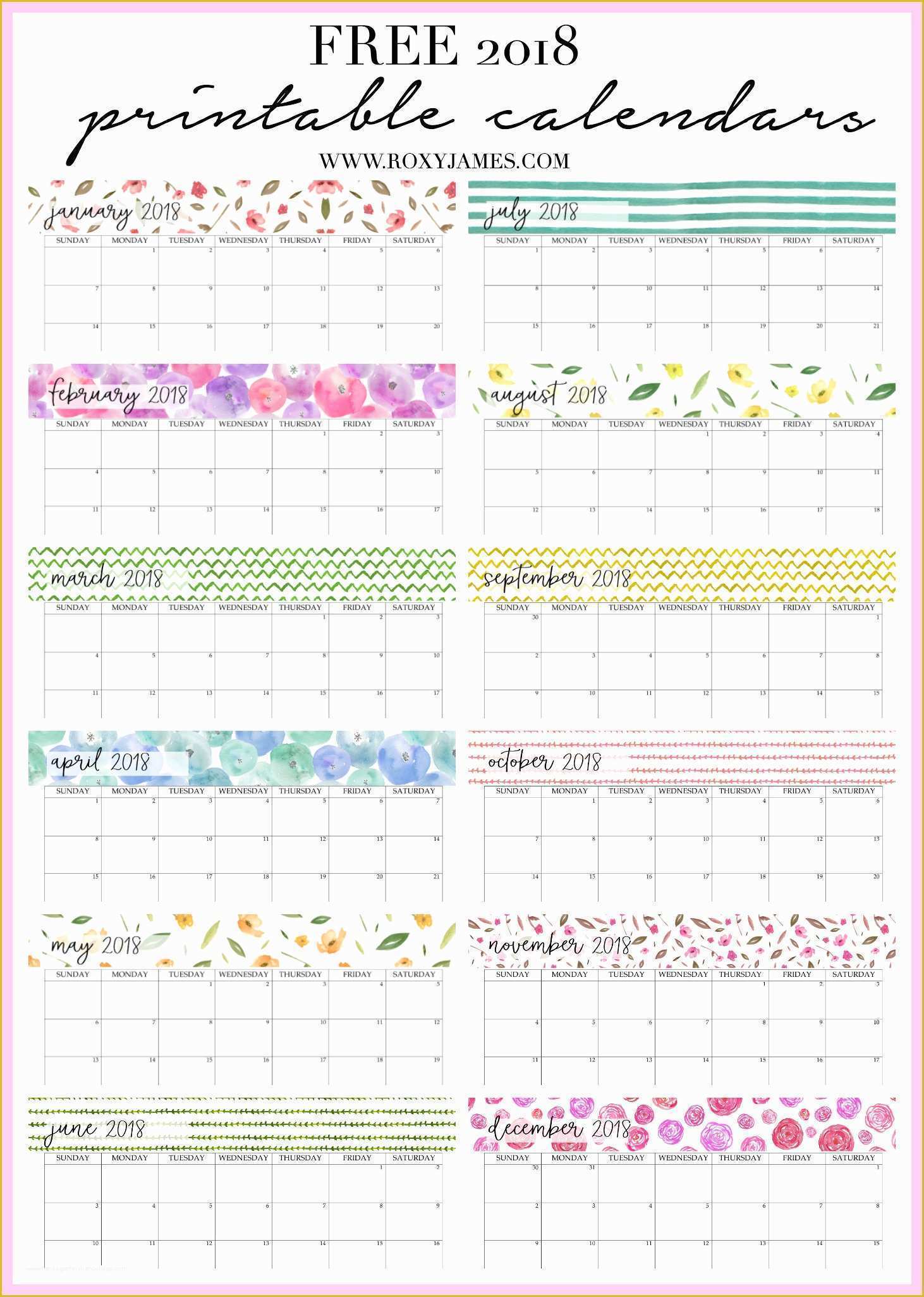 Indesign Planner Template 2018 Free Of Free 2018 Printable Calendars
