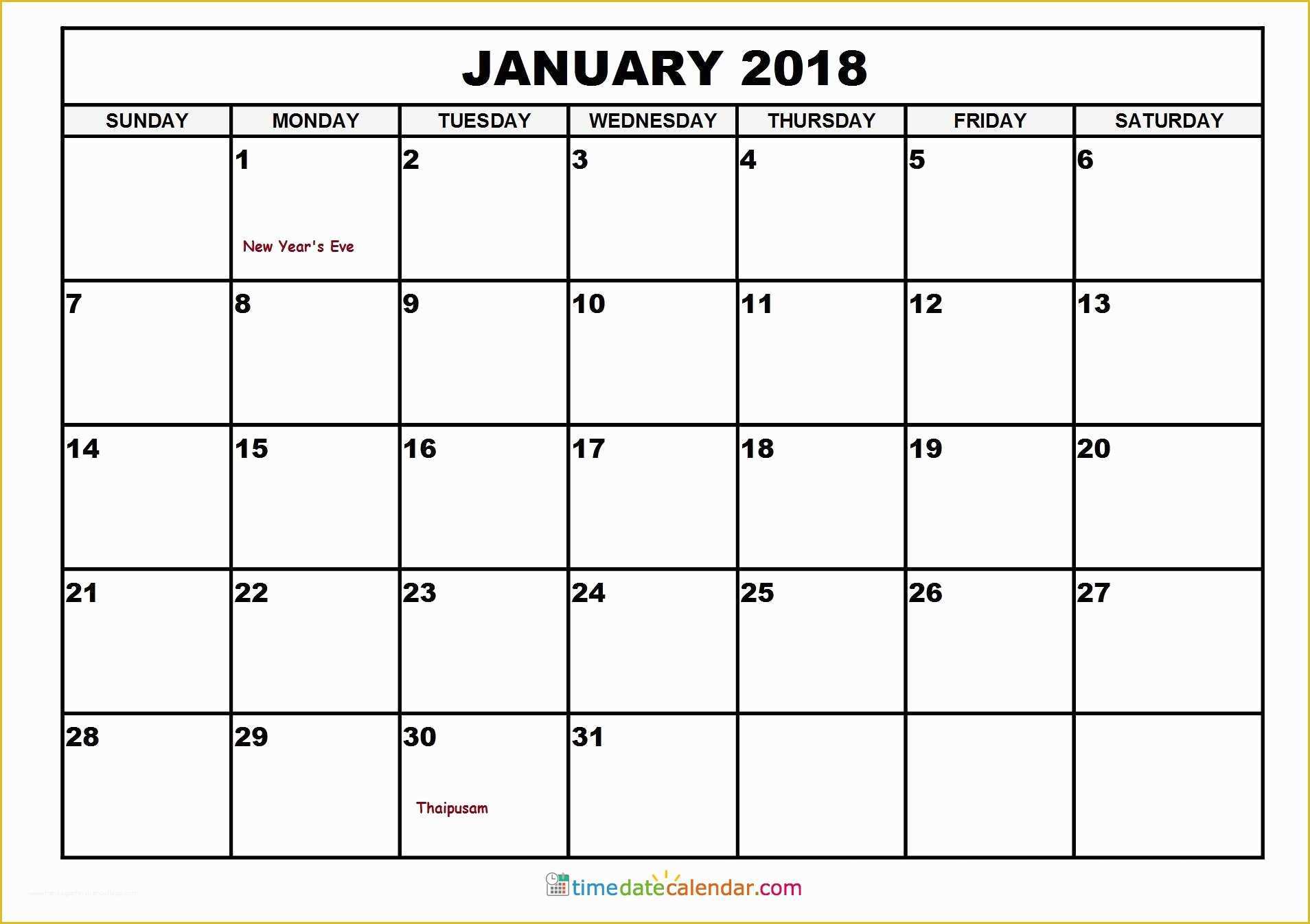 Indesign Planner Template 2018 Free Of January Calendar 2018 Malaysia Free Printable Calendar
