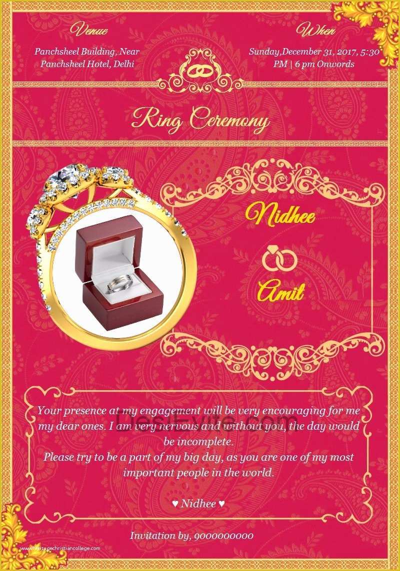 Indian Engagement Invitation Cards Templates Free Download Of Indian Engagement Invitation Sample Cards and Wording