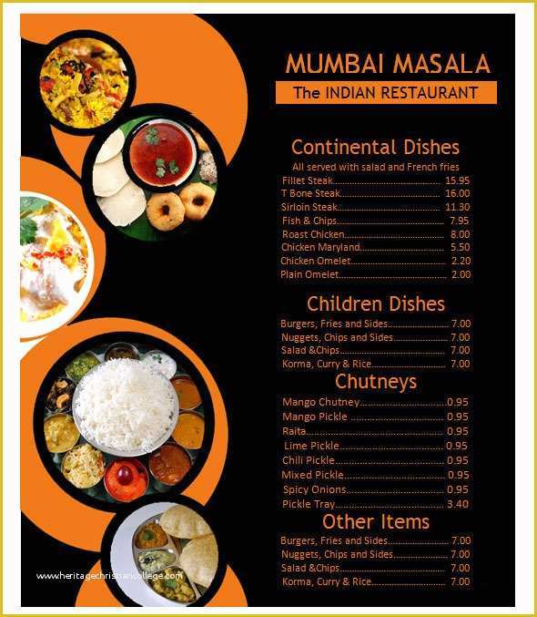 Indian Menu Template Free Of 10 Printable Food Menu Templates