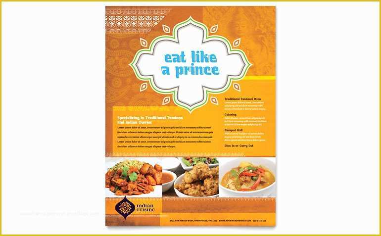 Indian Menu Template Free Of Indian Restaurant Flyer Template Word & Publisher
