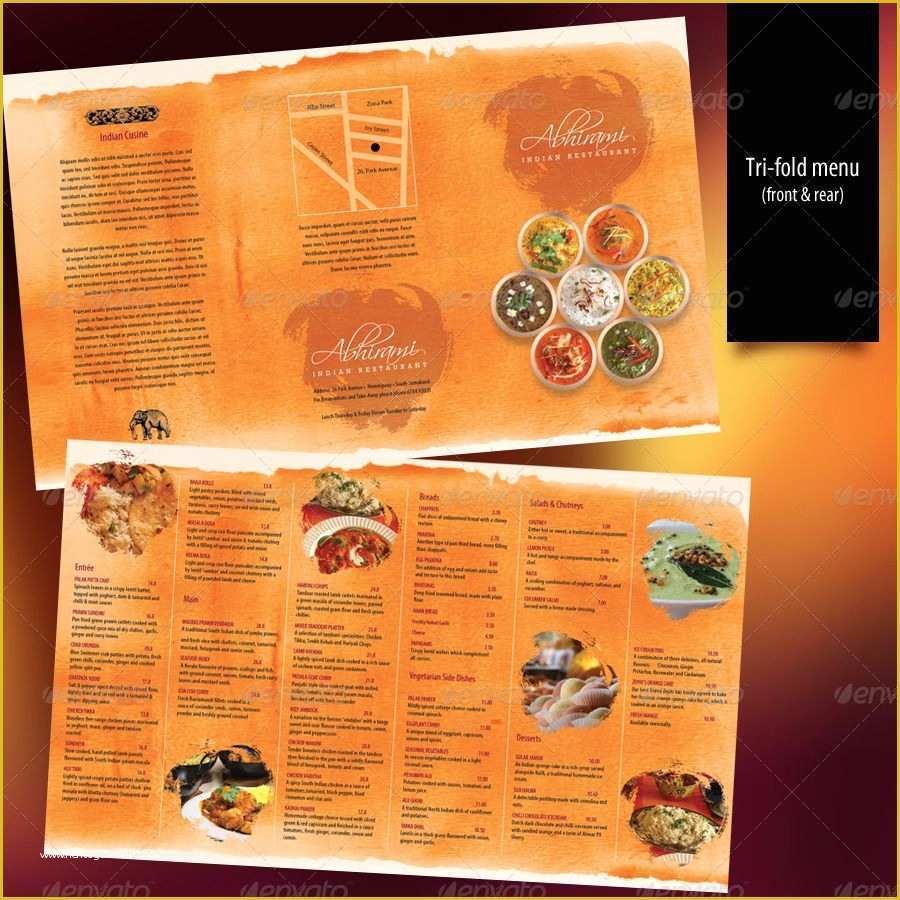 Indian Menu Template Free Of Indian Restaurant Menu Set A4 & Trifold Graphicriver