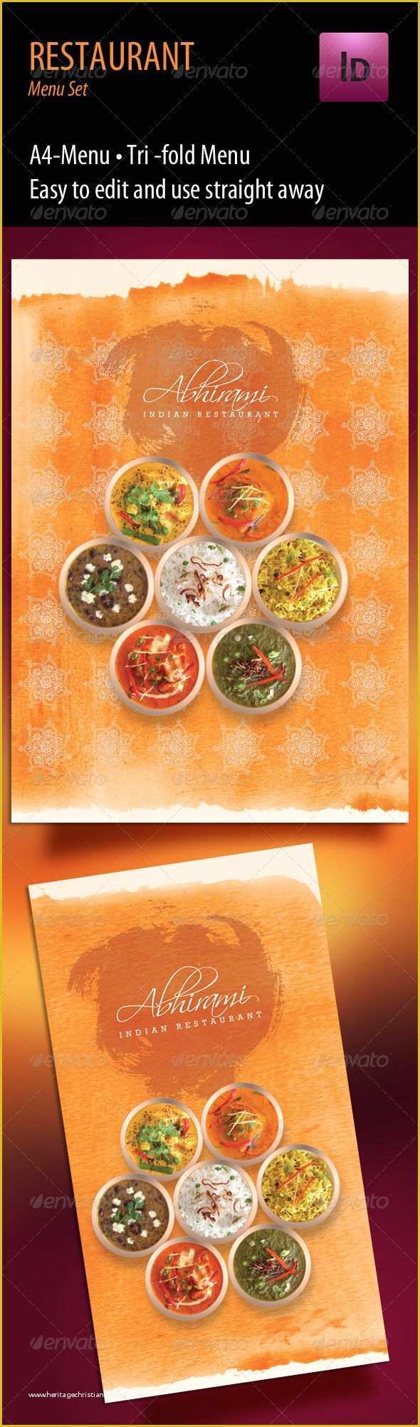 Indian Menu Template Free Of Indian Restaurant Menu Set A4 & Trifold