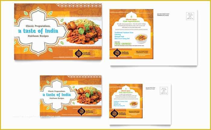 Indian Menu Template Free Of Indian Restaurant Postcard Template Design