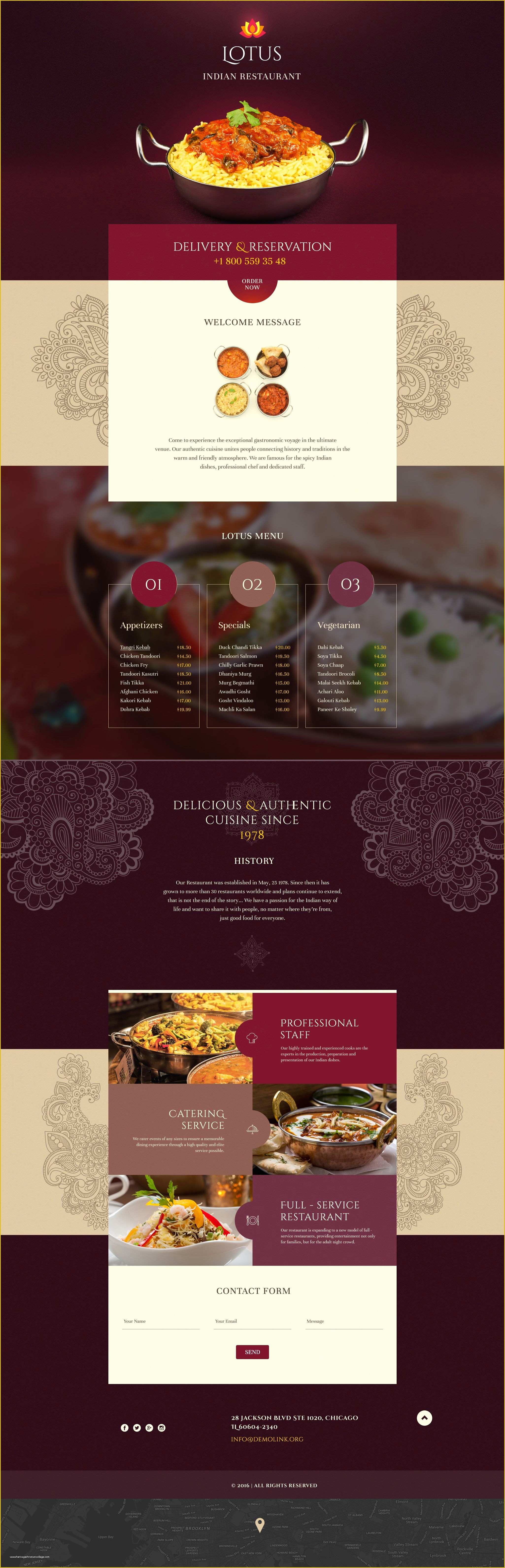 Indian Menu Template Free Of Indian Restaurant Responsive Landing Page Template